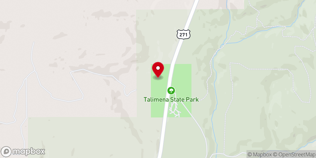 Map showing location of Talimena State Park