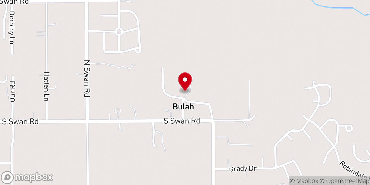 Map showing location of Beulah Church