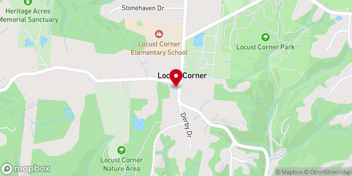 Map showing location of Locust Corner United Methodist Church