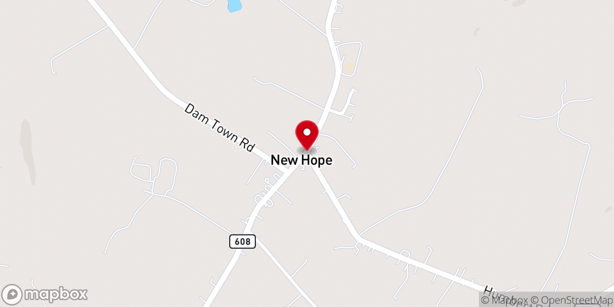 Map showing location of New Hope