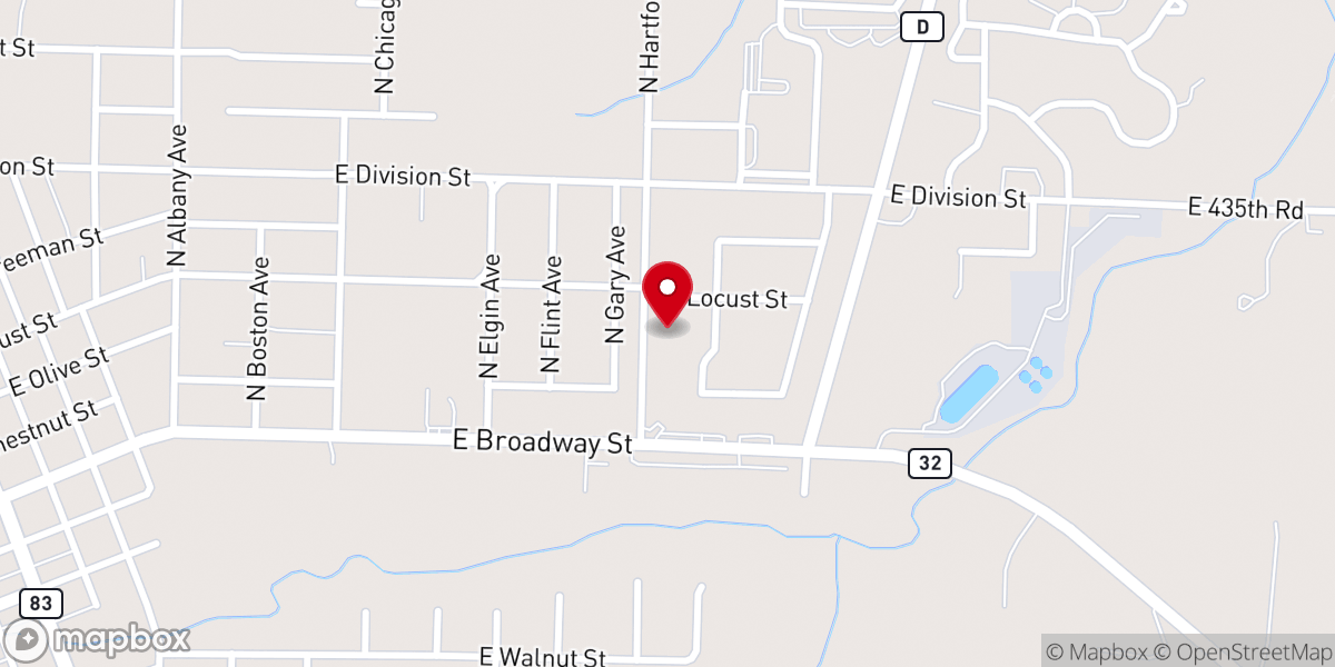 Map showing location of First Church of the Nazarene