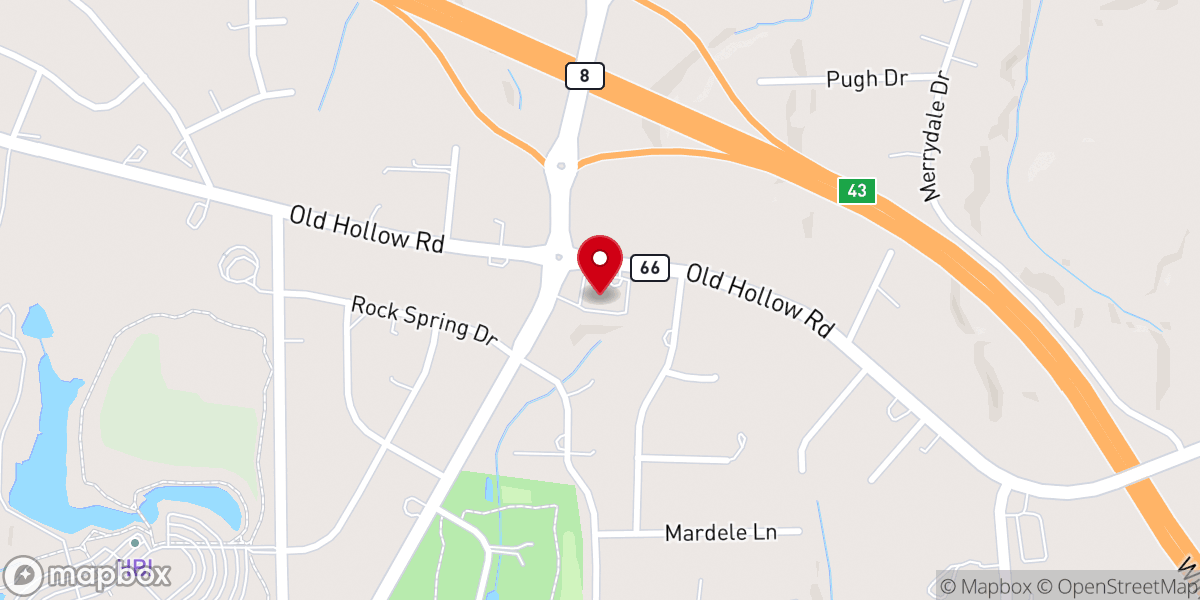 Map showing location of Bethany Baptist Church