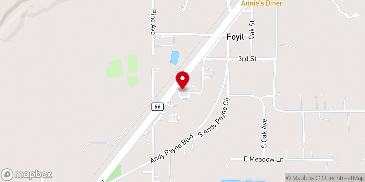 Map showing location of Foyil Baptist Church