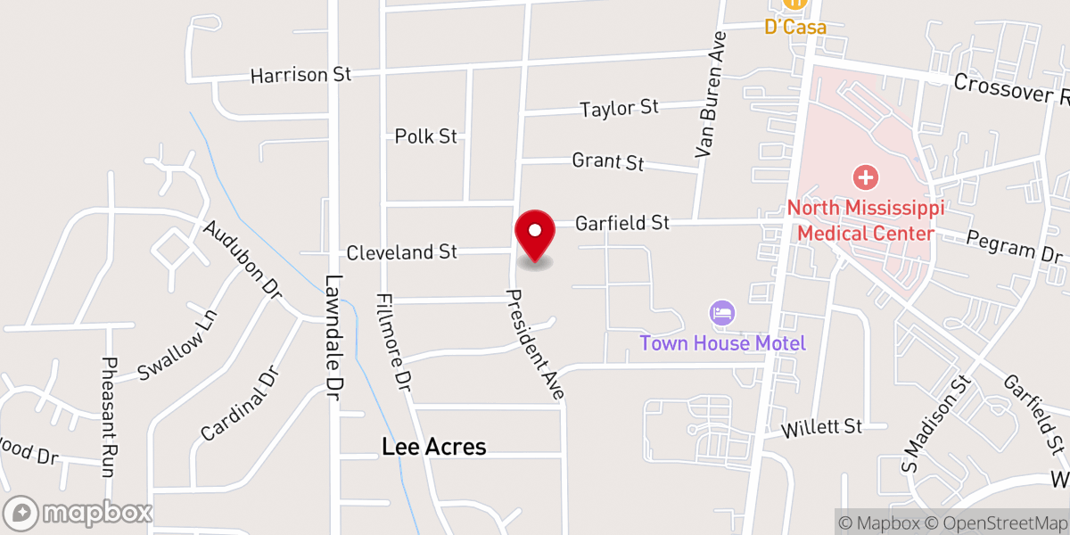 Map showing location of Lee Acres United Methodist Church