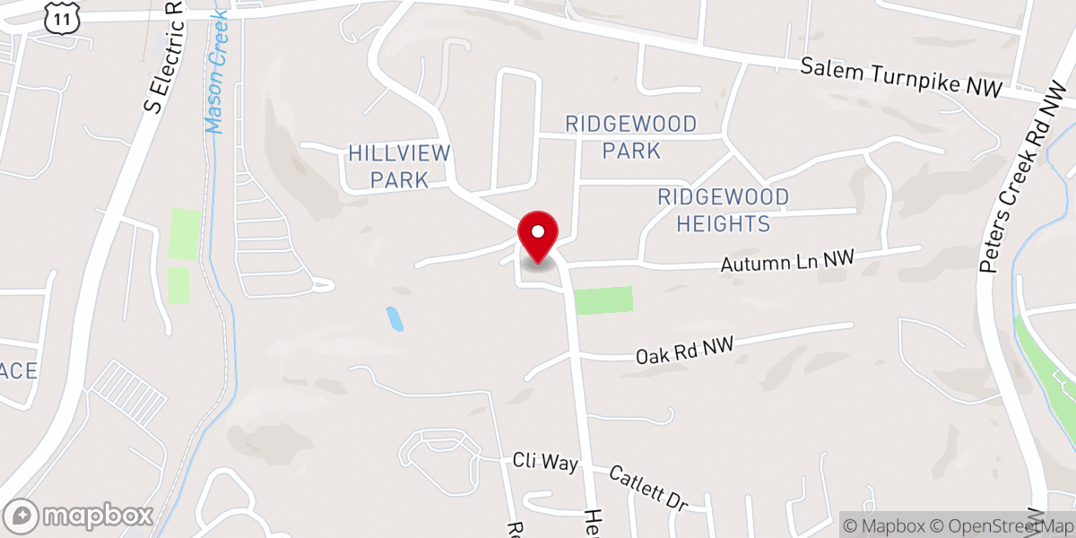 Map showing location of Ridgewood Church
