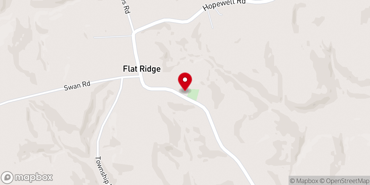 Map showing location of Flat Ridge Community Church