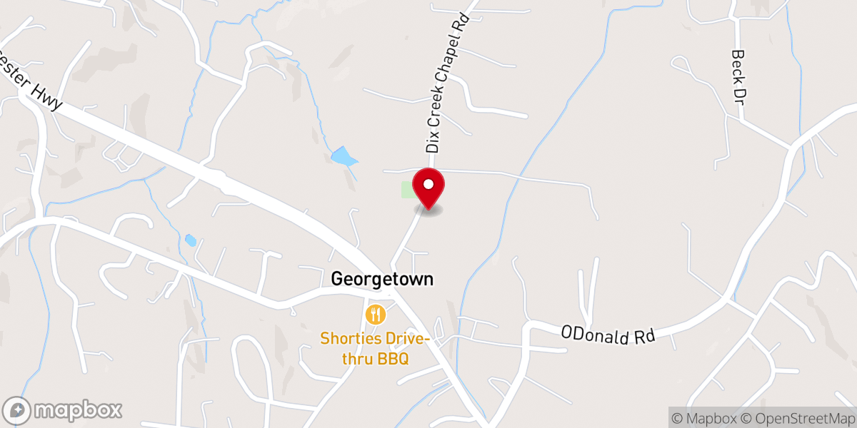 Map showing location of Dix Creek Chapel United Methodist Church