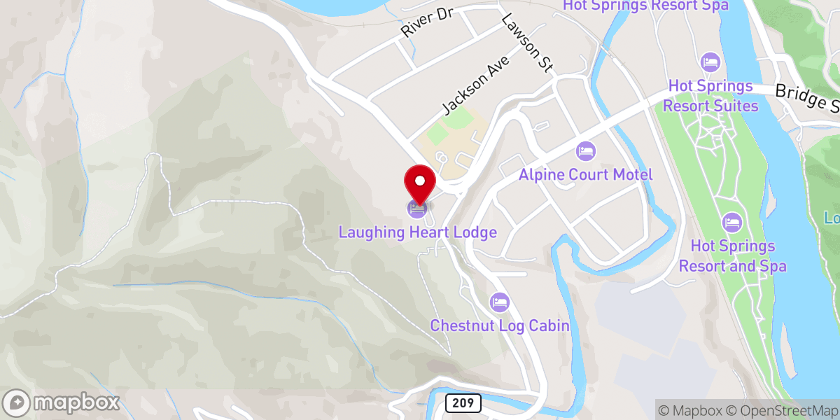 Map showing location of Laughing Heart Lodge