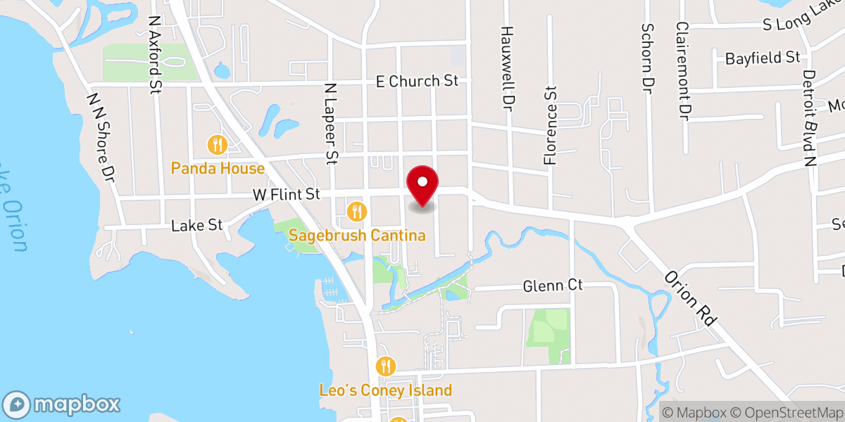Map showing location of Lake Orion United Methodist Church
