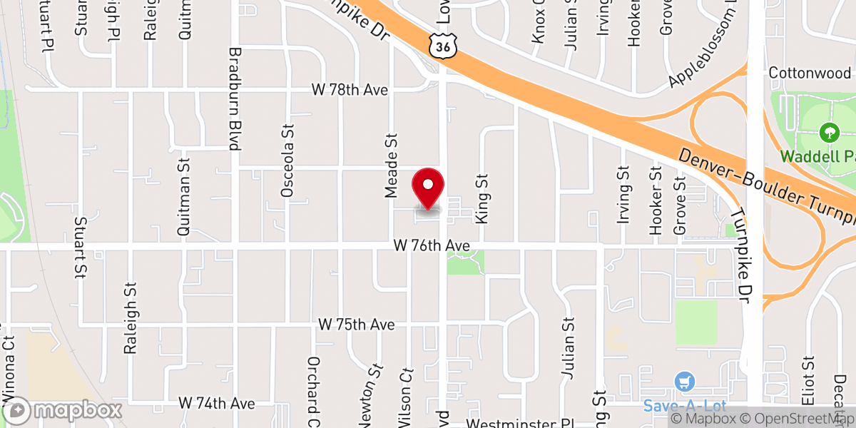 Map showing location of Broomfield Baptist Church