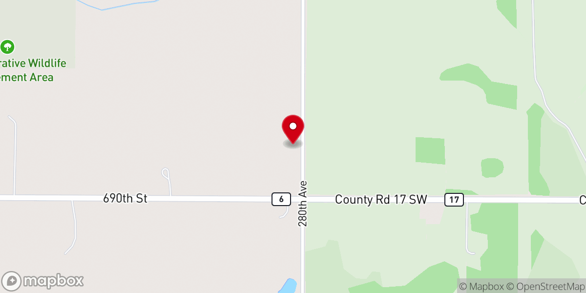 Map showing location of South Zumbro Lutheran Church