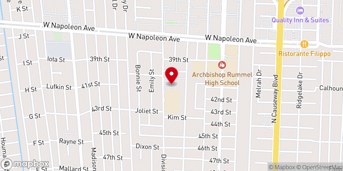 Map showing location of Saint Benilde Catholic Church