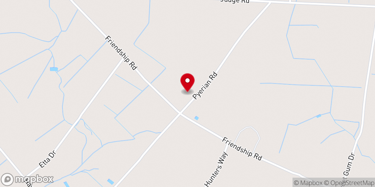 Map showing location of Pyerian Baptist Church