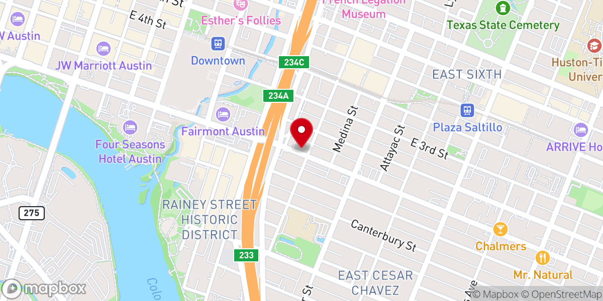 Map showing location of Austin Baptist Chapel- Angel House Soup Kitchen