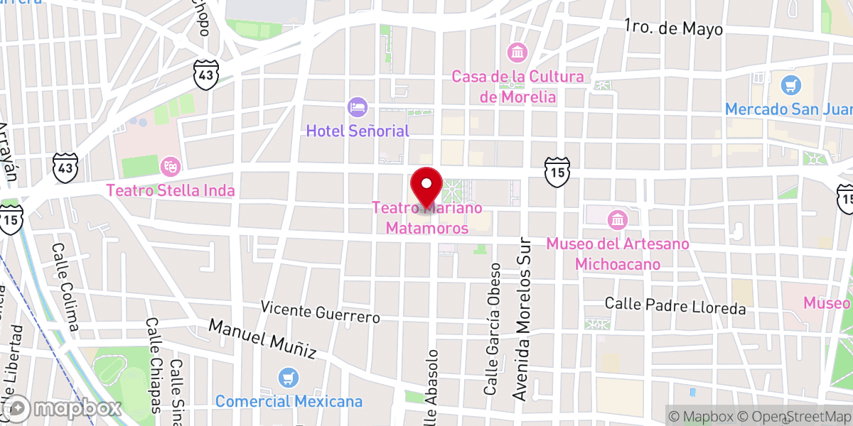 Map showing location of Museo Regional Michoacano, Dr. Nicolás León Calderón