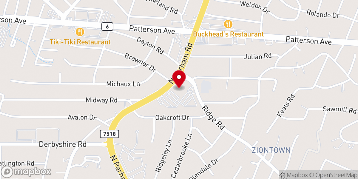 Map showing location of Grove Avenue Baptist Church