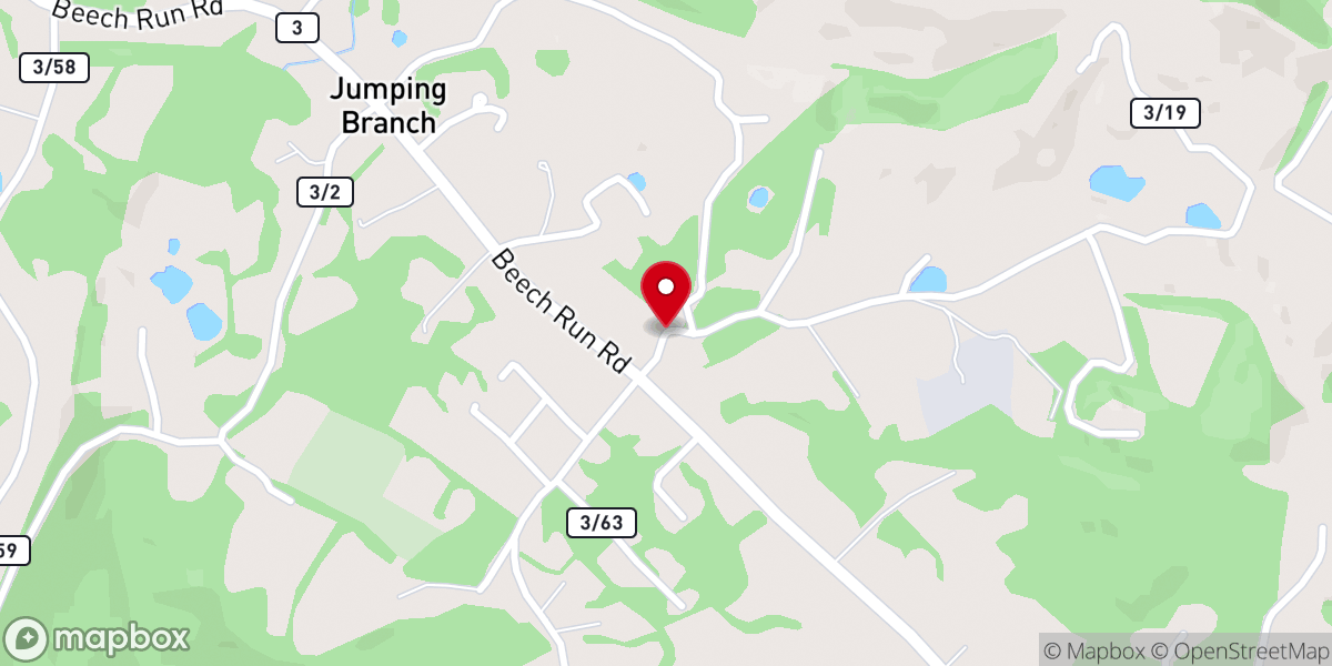 Map showing location of Jumping Branch Tabernacle