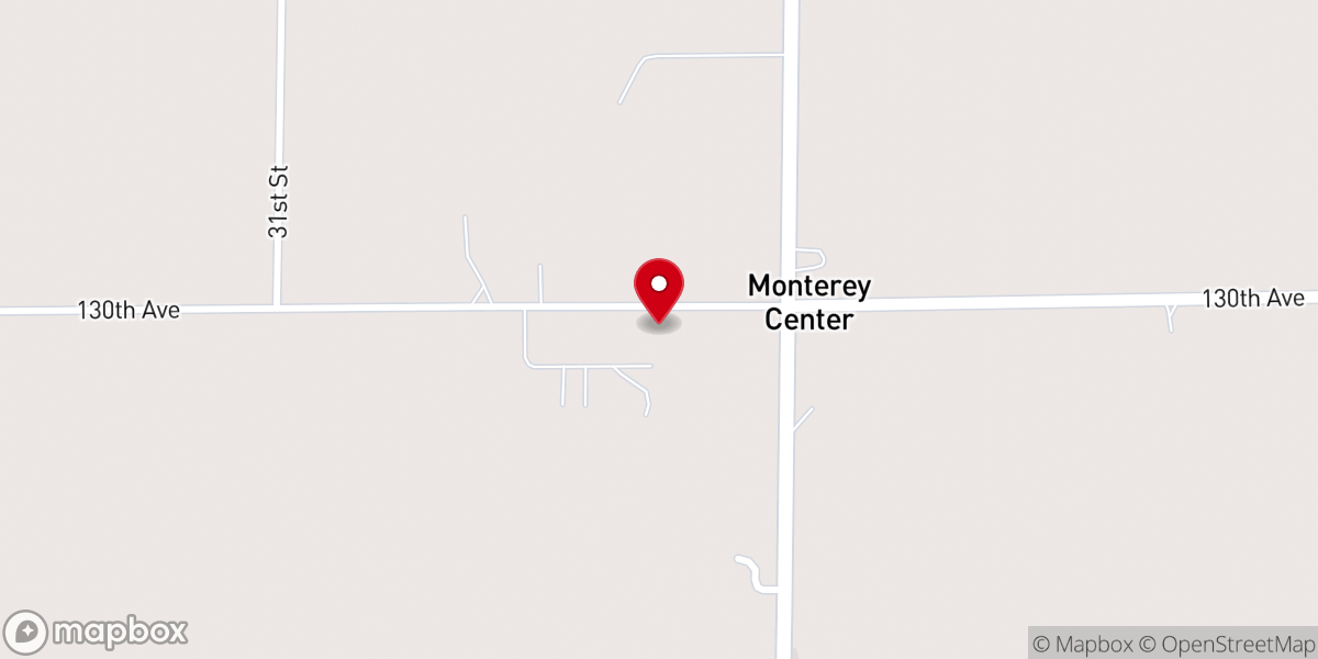 Map showing location of Monterey Center United Methodist