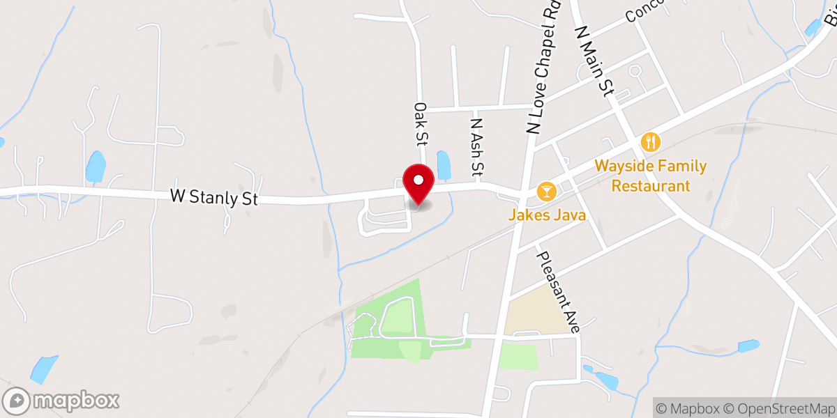 Map showing location of Harmony Baptist Church