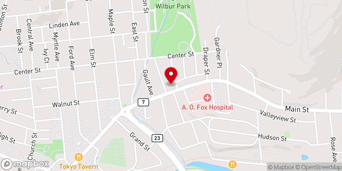 Map showing location of Oneonta Reformed Presbyterian Church