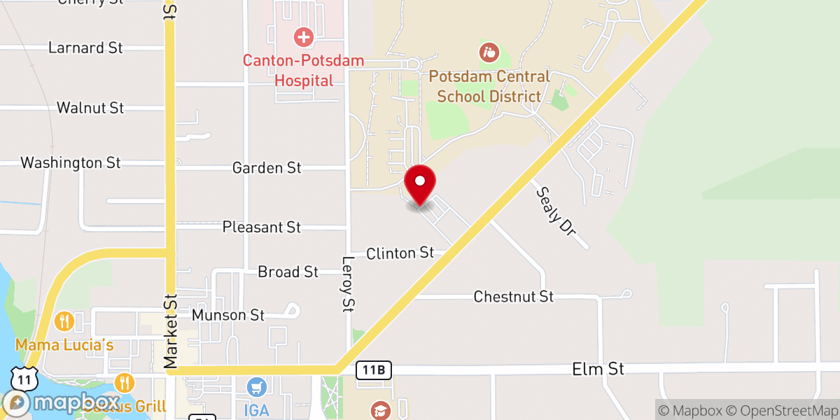 Map showing location of Potsdam Interfaith Community
