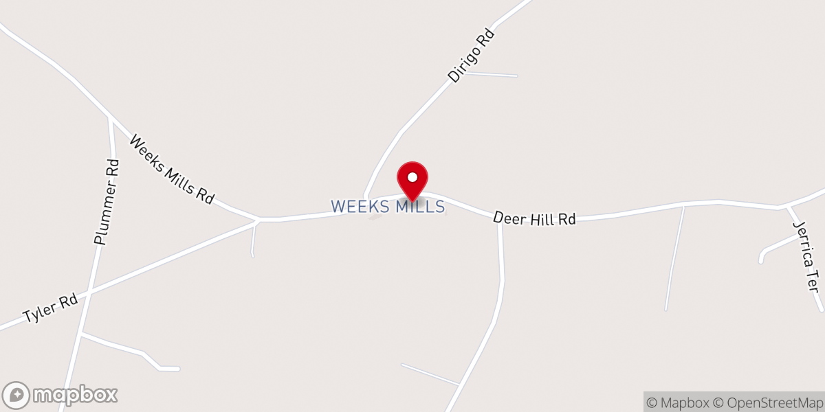 Map showing location of Weeks Mills Baptist Church