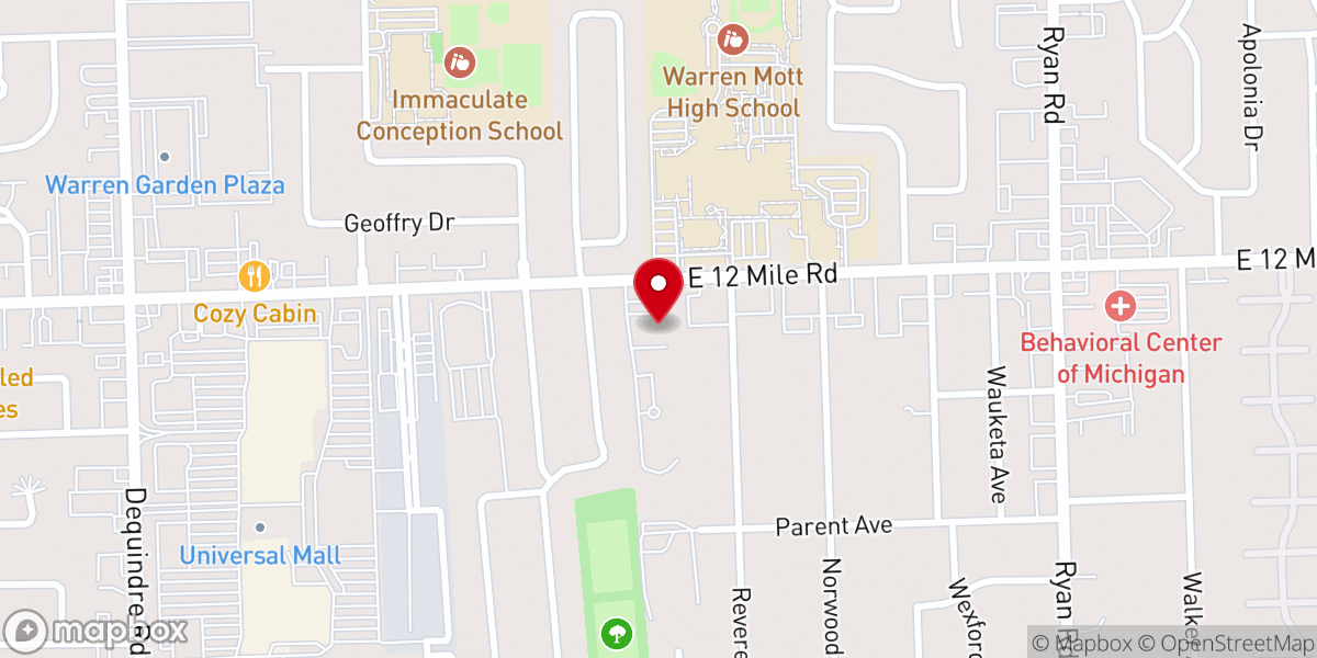 Map showing location of First Presbyterian Church of Warren