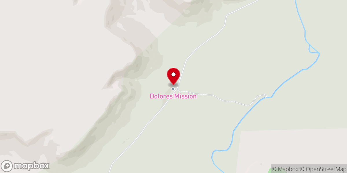 Map showing location of Dolores Mission