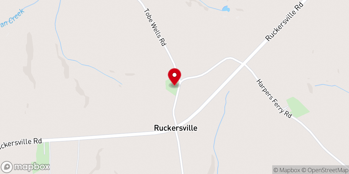 Map showing location of Vans Creek Baptist Church