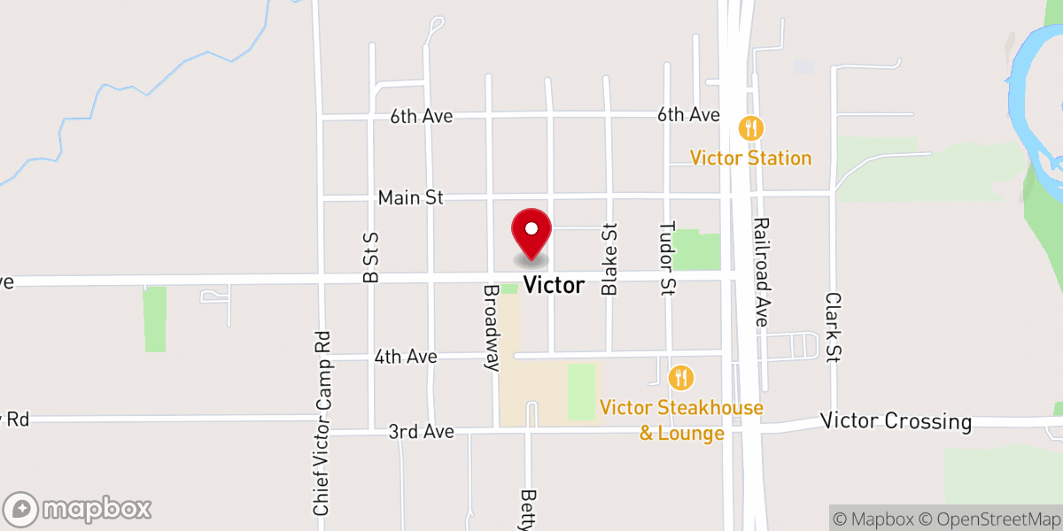 Map showing location of Victor Community Church