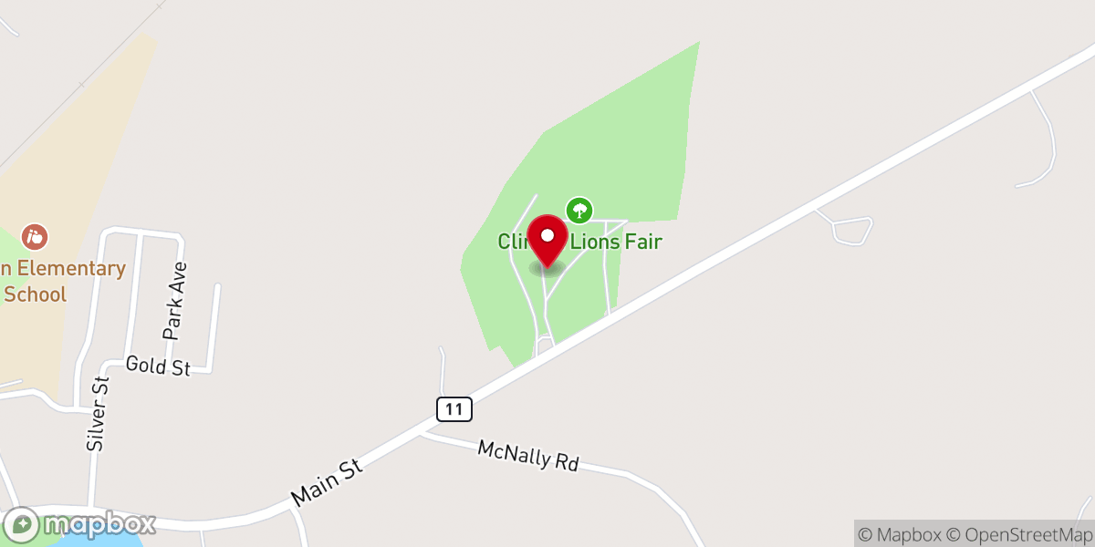 Map showing location of Clinton Fairgrounds