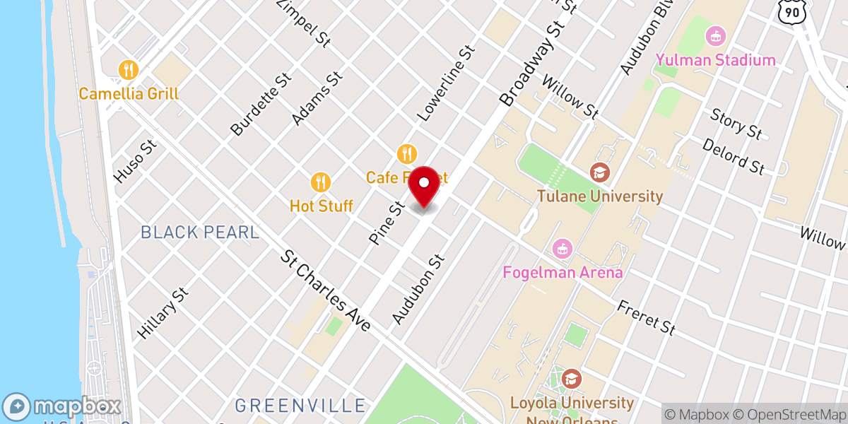 Map showing location of Hillel Foundation of New Orleans