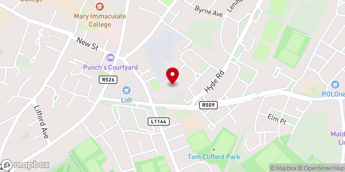 Map showing location of Church of Our Lady of Lourdes