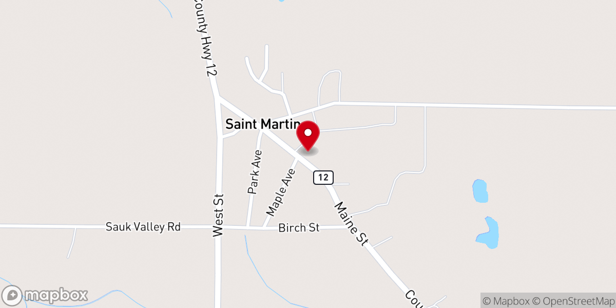 Map showing location of St. Martin Catholic Church