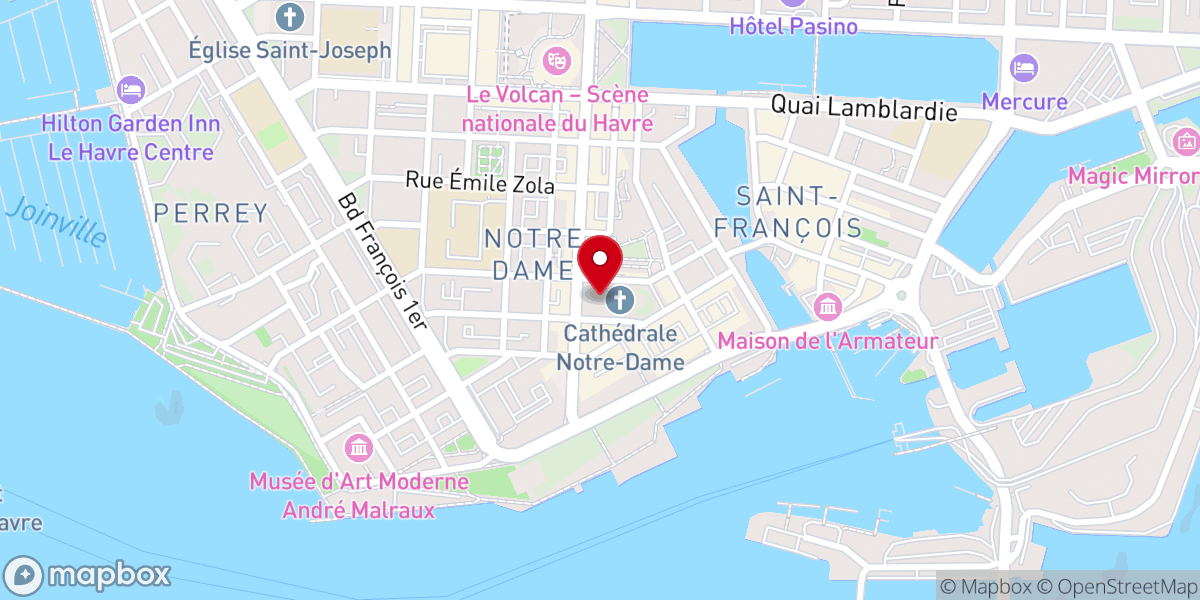 Map showing location of Cathédrale Notre-Dame du Havre