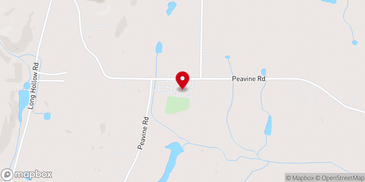 Map showing location of Peavine Baptist Church