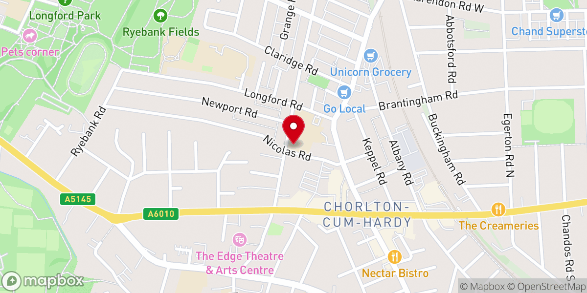 Map showing location of Redeemer Church Manchester