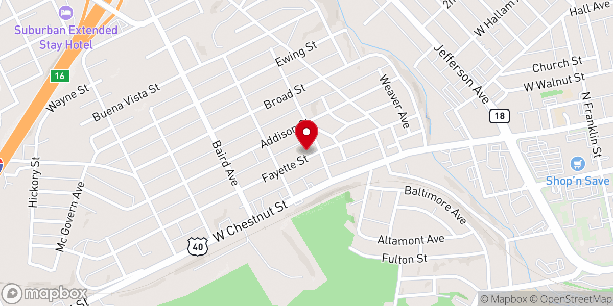 Map showing location of West Branch United Methodist Church