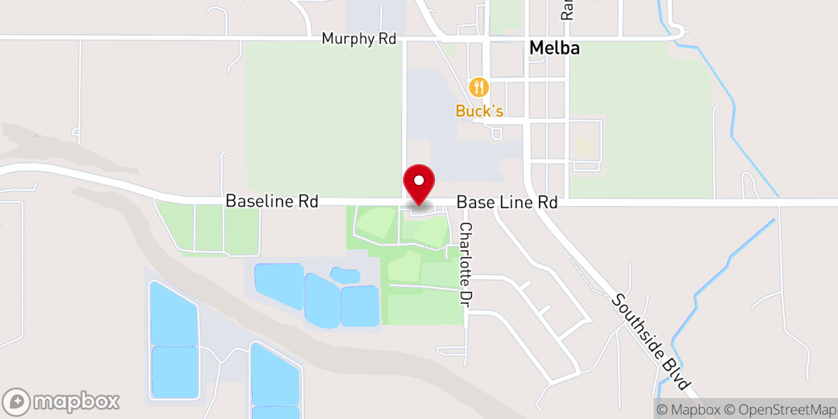 Map showing location of Melba Bible Church