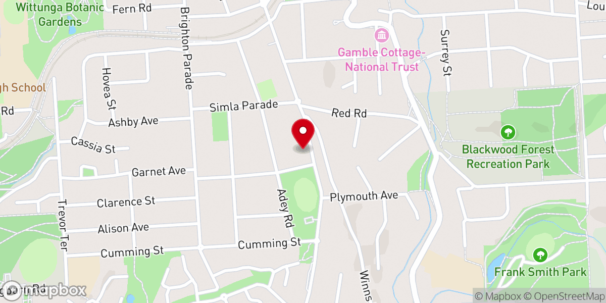 Map showing location of Blackwood Hills Baptist Church