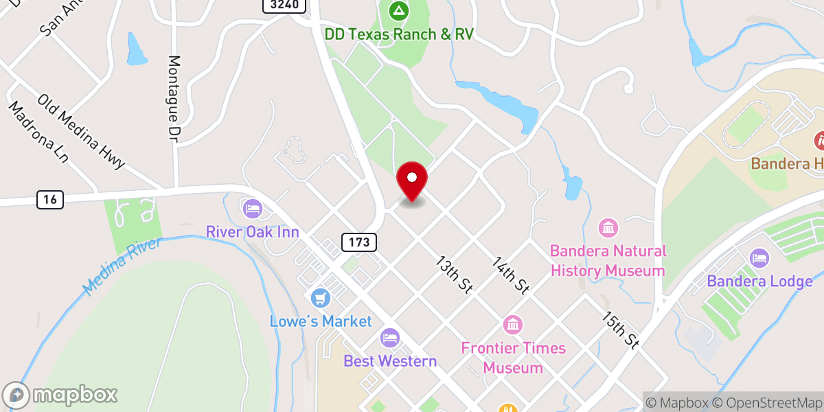 Map showing location of Bandera Church of Christ