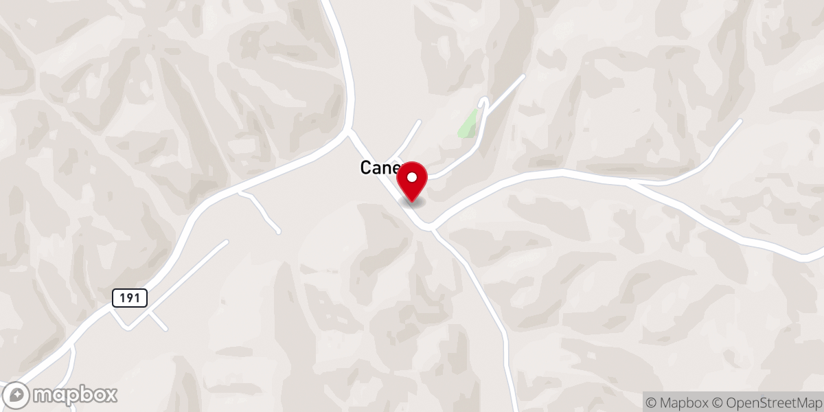 Map showing location of Brushy Fork United Baptist Church