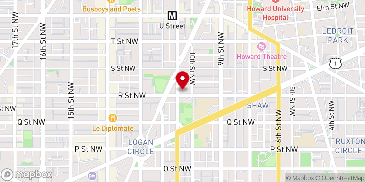 Map showing location of Lincoln Temple United Church of Christ