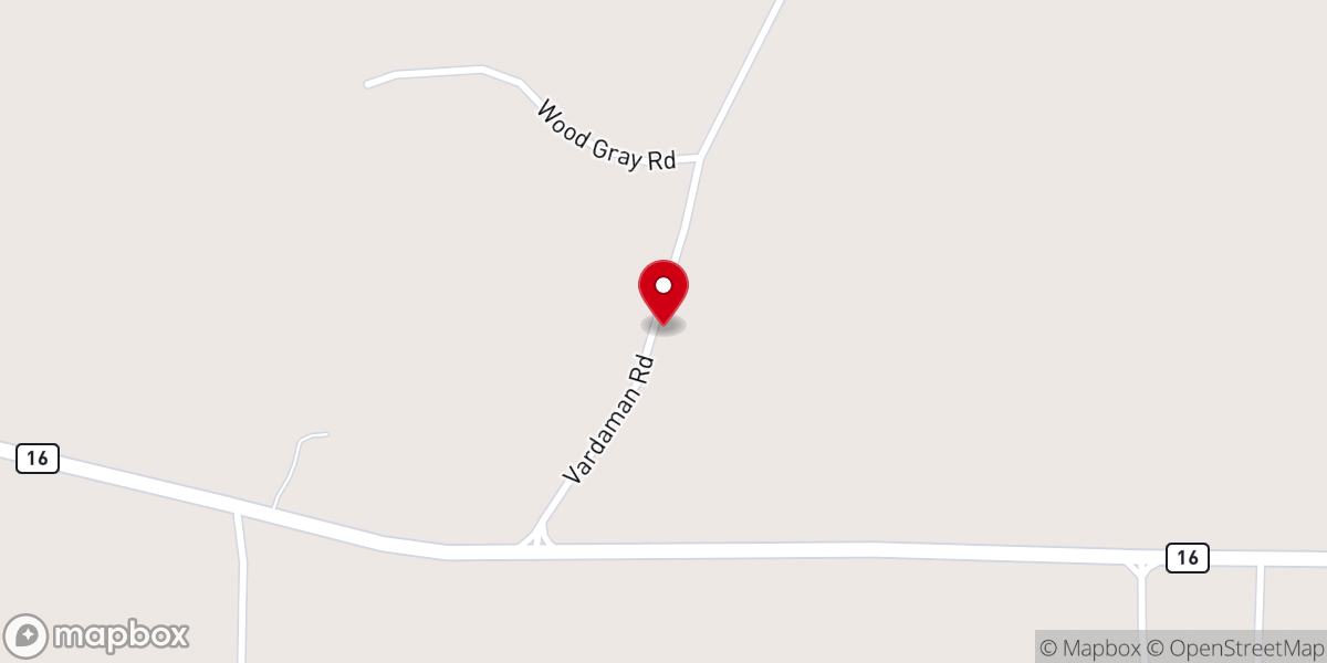 Map showing location of Vardaman Church