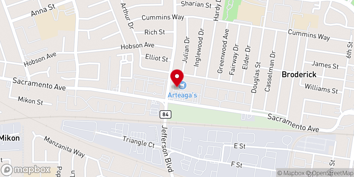Map showing location of Victory Outreach West Sacramento
