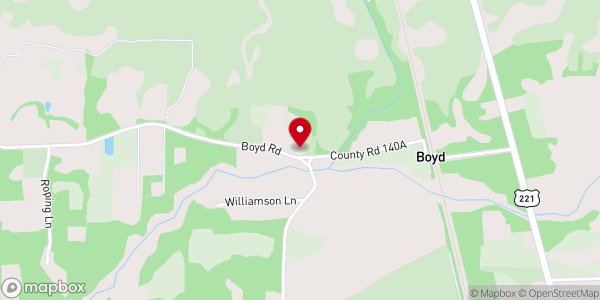 Map showing location of Boyd Methodist Church