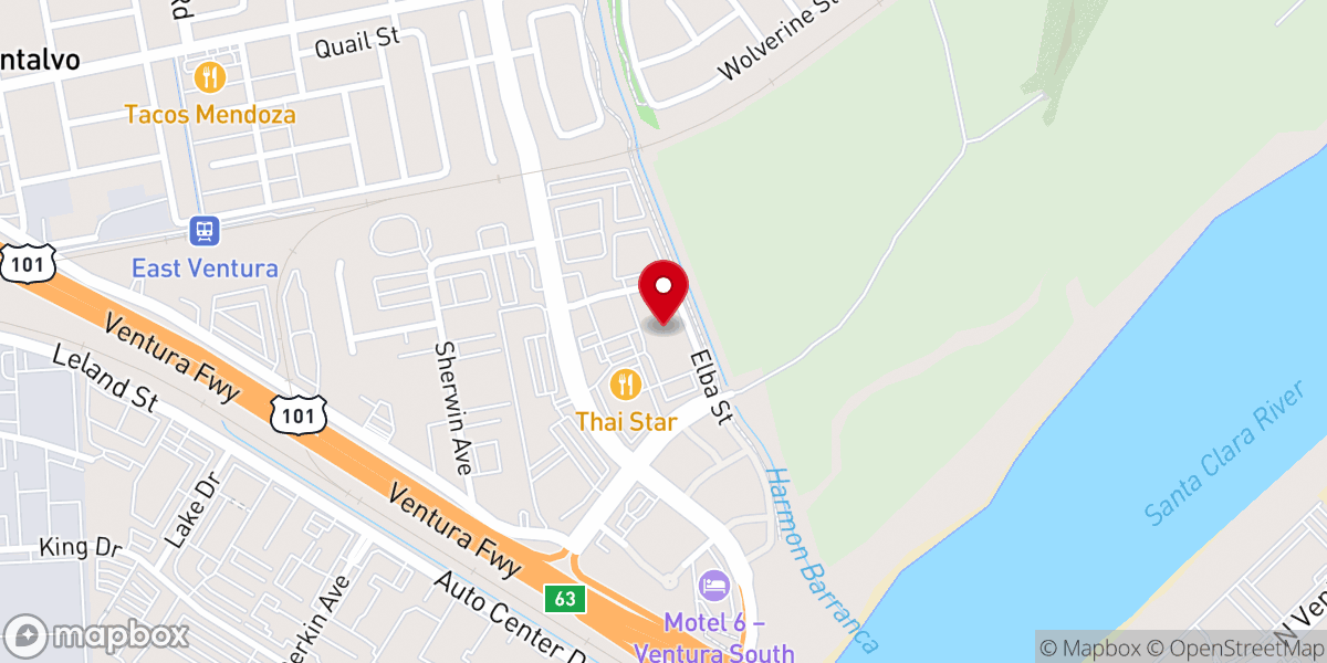 Map showing location of Victory Outreach Church
