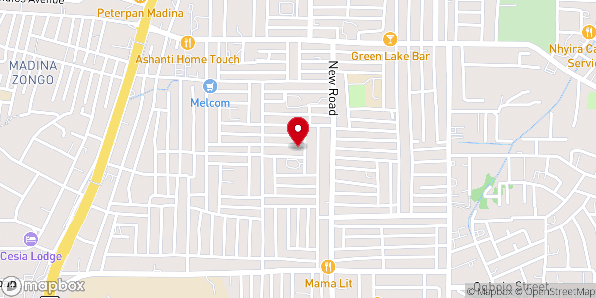 Map showing location of Christ Evangelical Mission, Madina