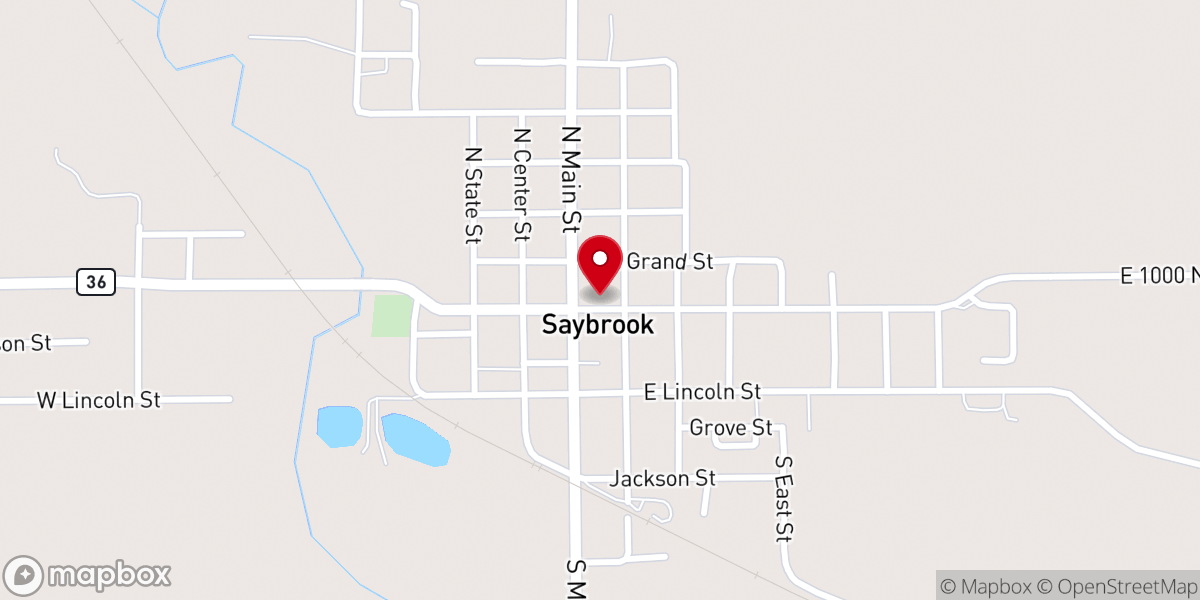 Map showing location of Saybrook Christian Church