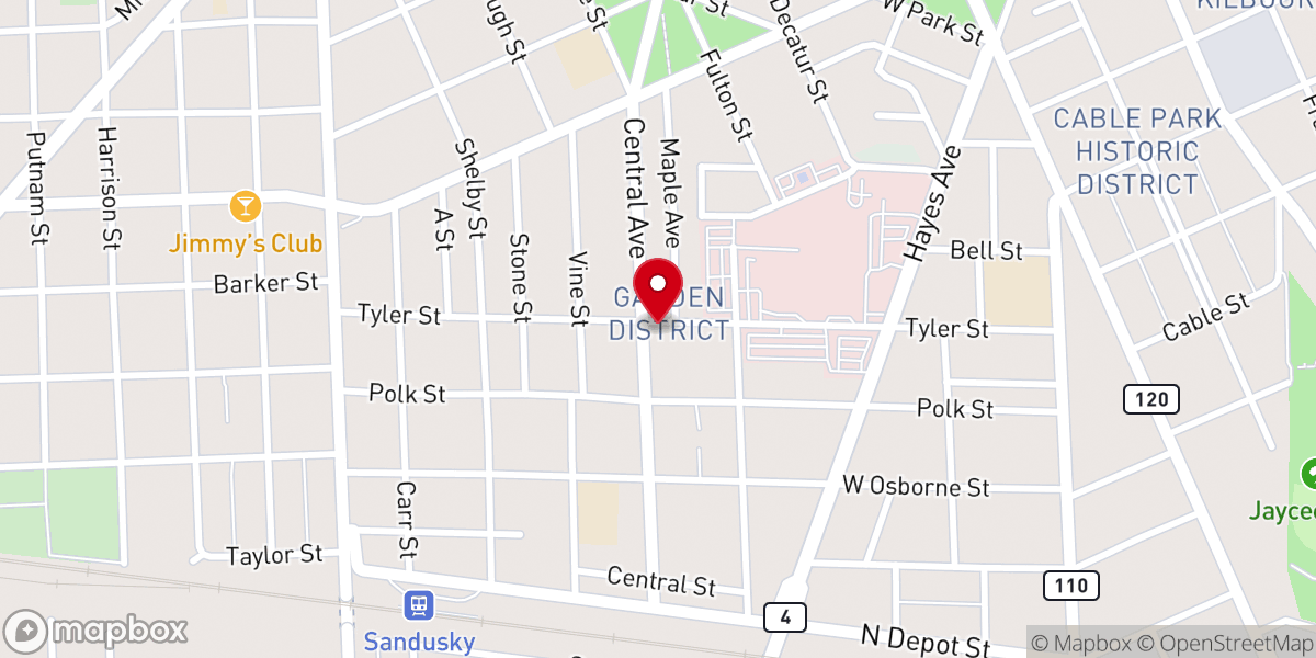 Map showing location of Central Baptist Temple